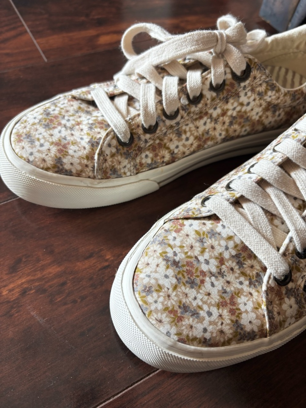 Taos Footwear Floral Canvas Sneakers in Cream, Brown and Yellow - Picture 8 of 12